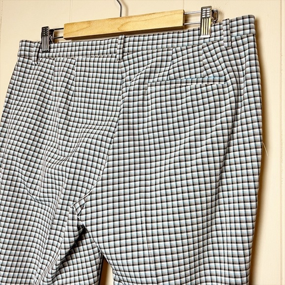 Theory Treeca Pants 10 Check Viscose slim cropped mid rise blue plaid office - Picture 6 of 13